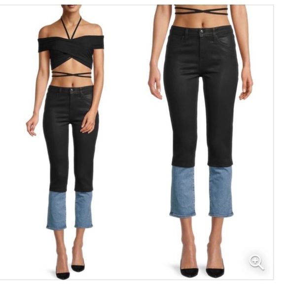 Jonathan Simkhai River High-Rise Two-Tone Stretch Straight-Leg Jeans Size 27 - Picture 2 of 13